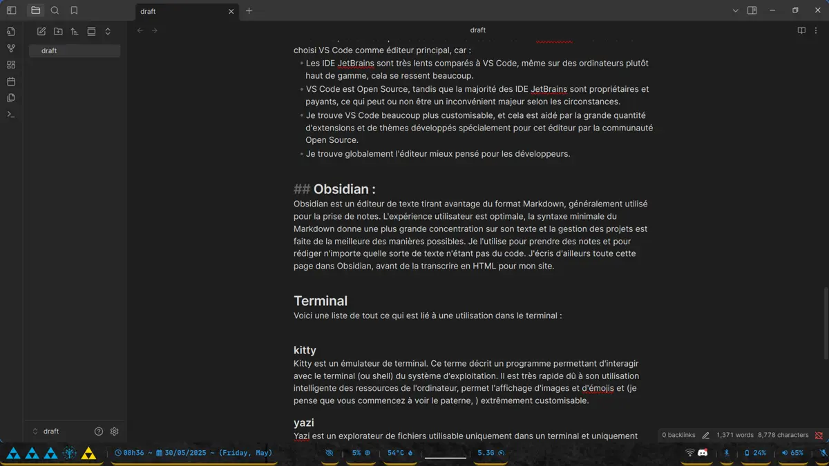 Obsidian on this project